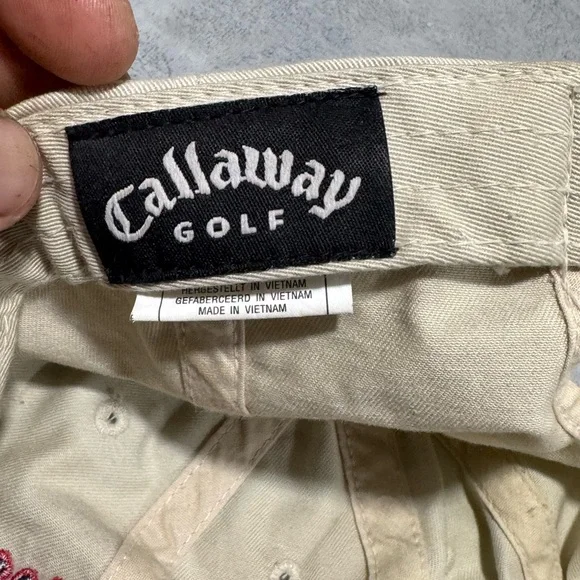 Callaway Golf Hat Khaki‎ Beige Blue Red Adjustable Strap Golf Dad Hat Cap - Picture 3 of 5
